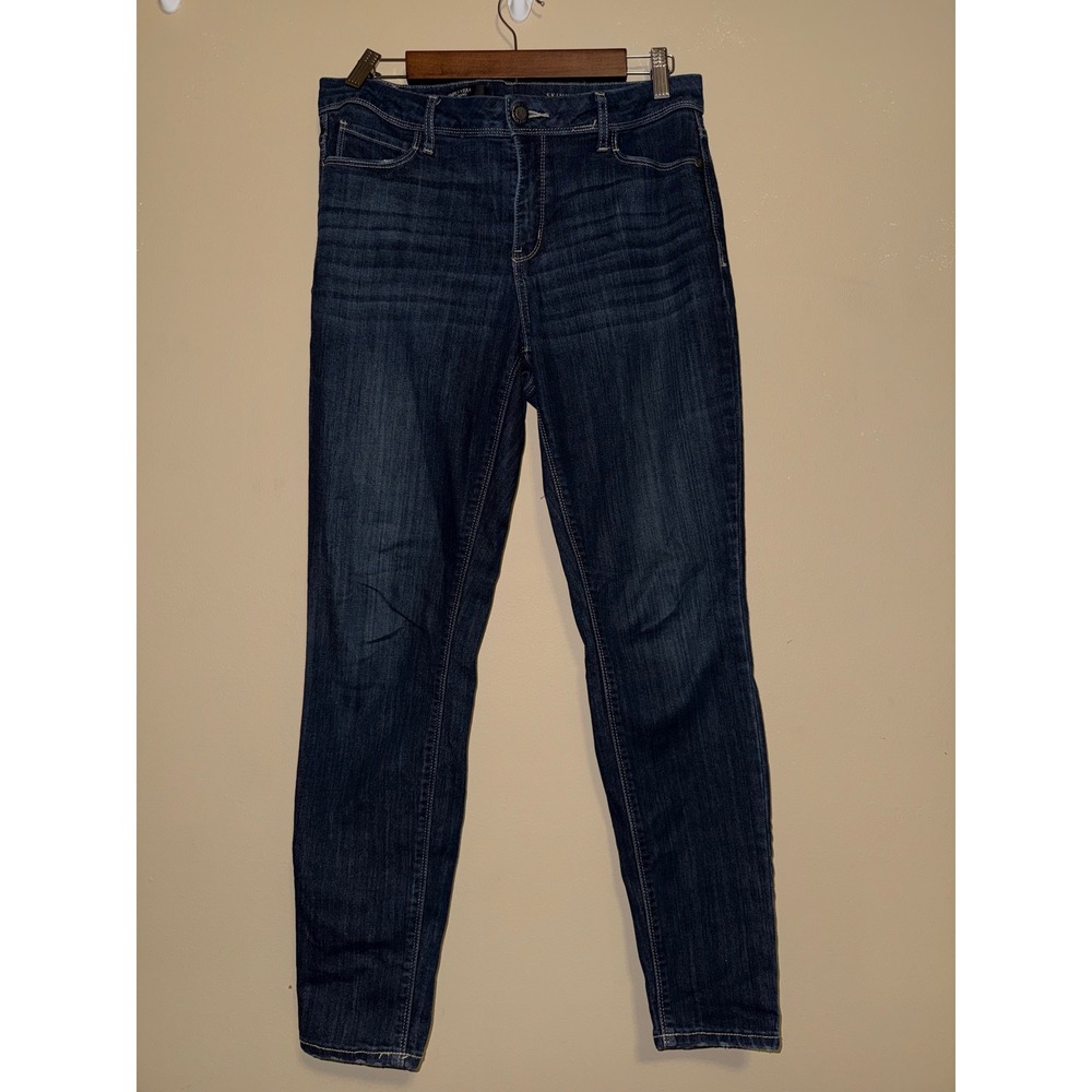 Simply Vera Wang Womens Skinny Mid Rise Dark Wash Indigo Denim 10 Minimalist